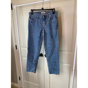 Tommy Hilfiger logo embroidered raw hem vintage jeans